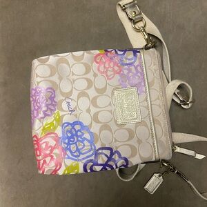 Coach Cream Crossbody Bag with Floral Accents
